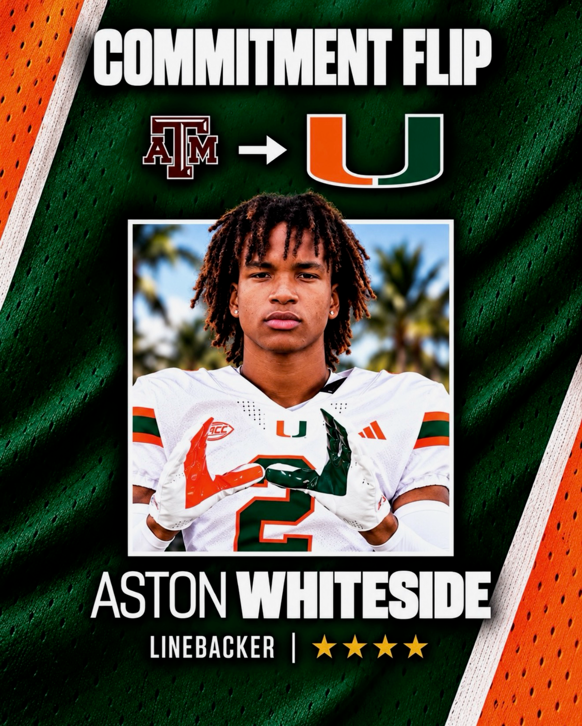 Miami Flips Elite Four-Star LB Aston Whiteside from Texas A&M as Cristobal Continues Recruiting Surge