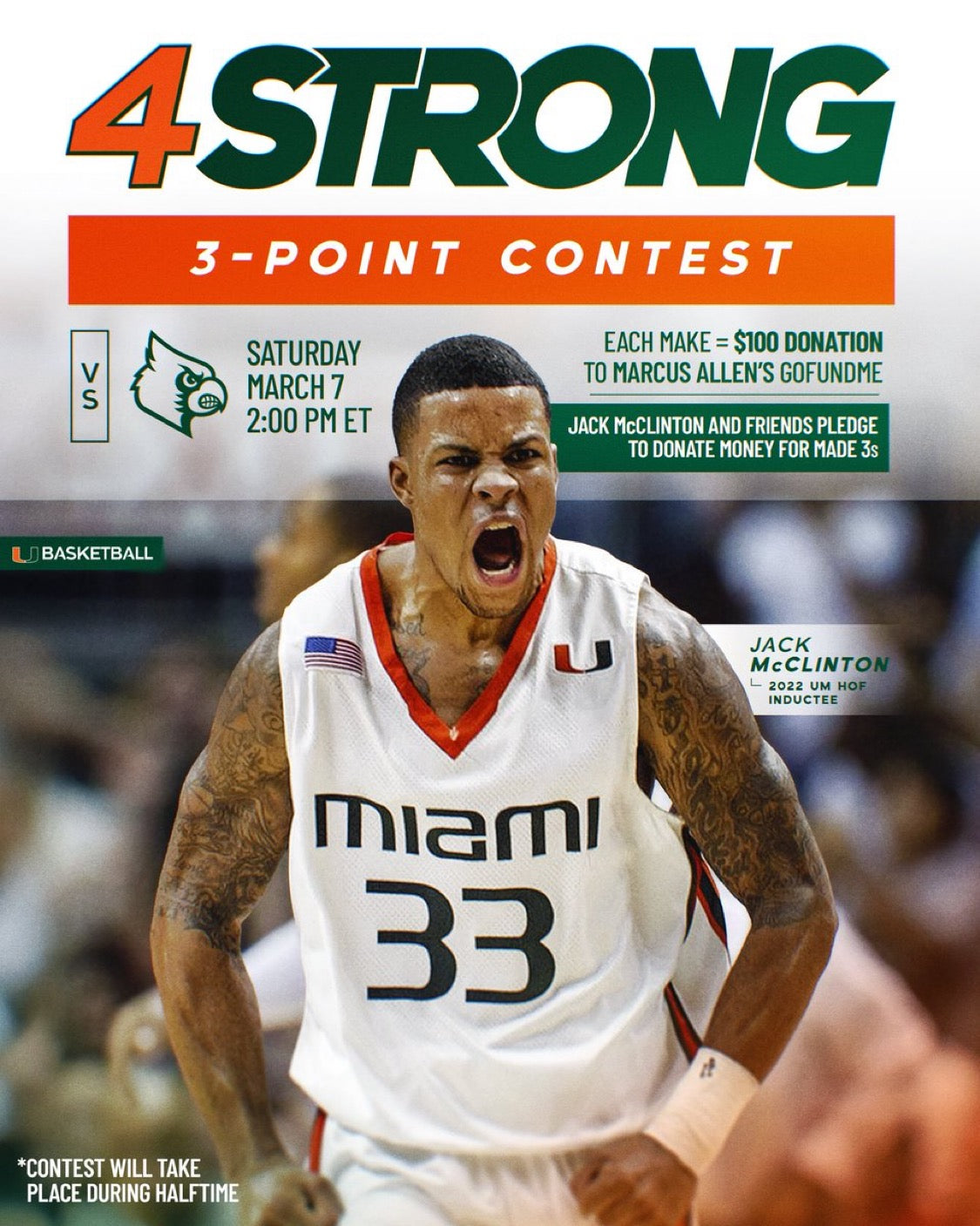 UM Hall of Famer Jack McClinton to Compete in Halftime 3-Point Contest Supporting Marcus Allen’s Fight Against Non-Hodgkin Lymphoma