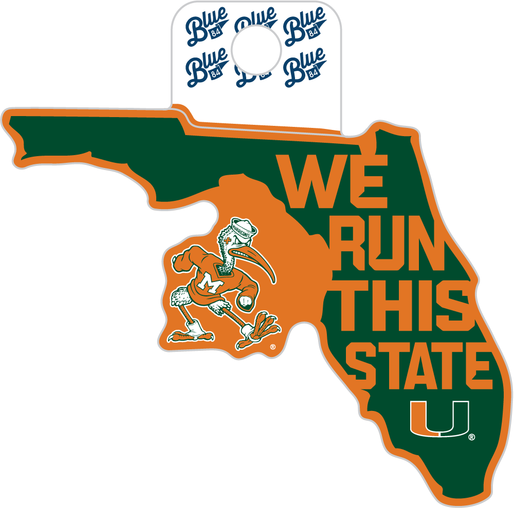 Miami Hurricanes Blue 84 We Run This State Decal