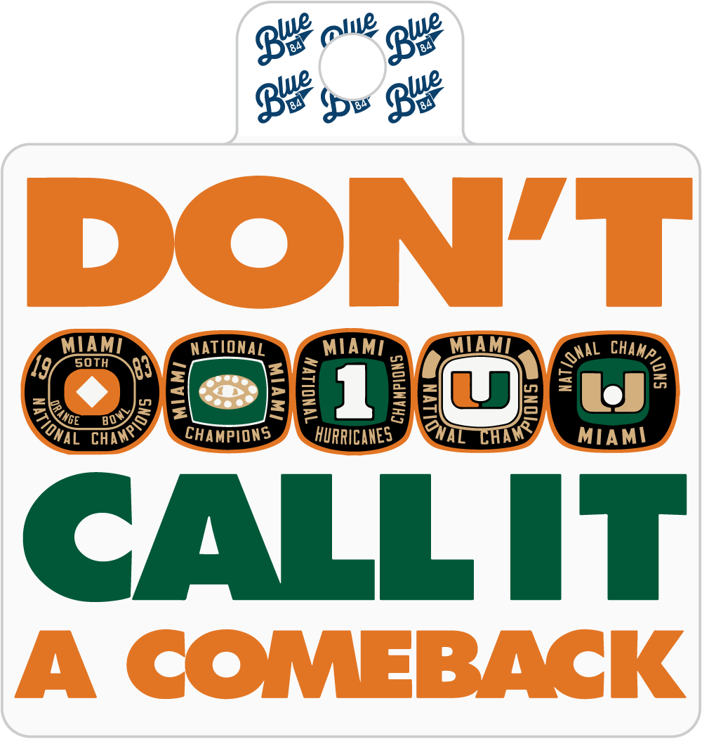 Miami Hurricanes Blue 84 Don't Call It A Comeback Decal