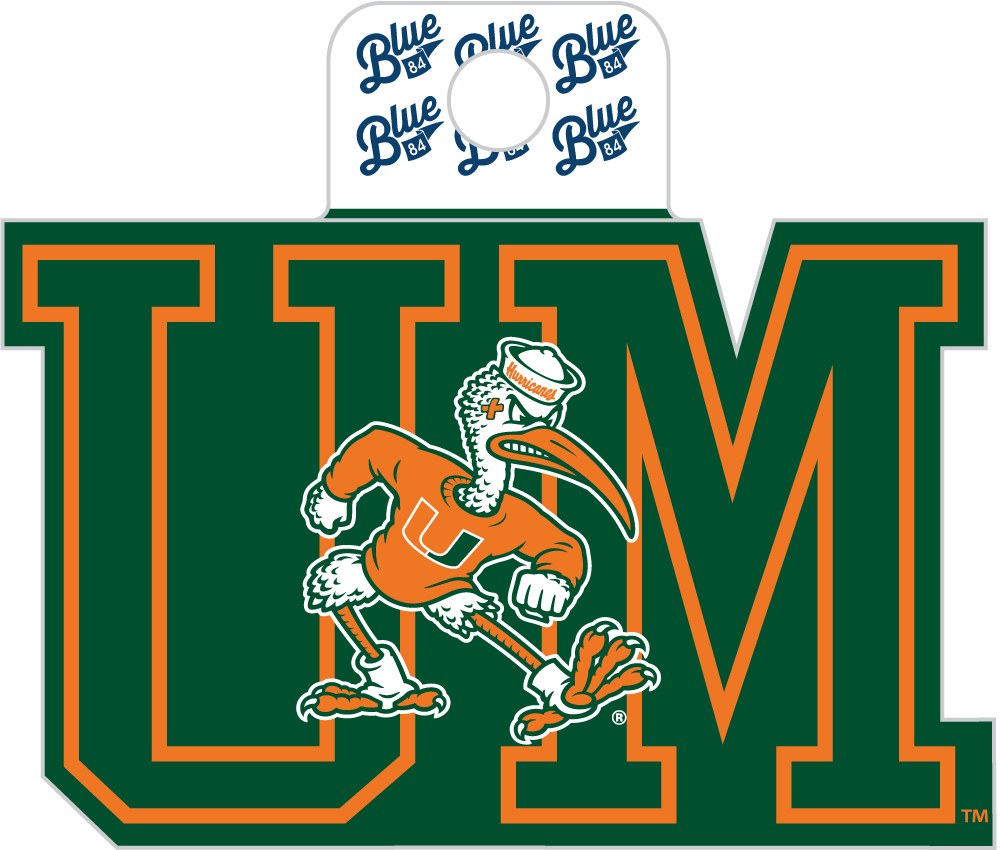 Miami Hurricanes Blue 84 UM Block Letter Decal