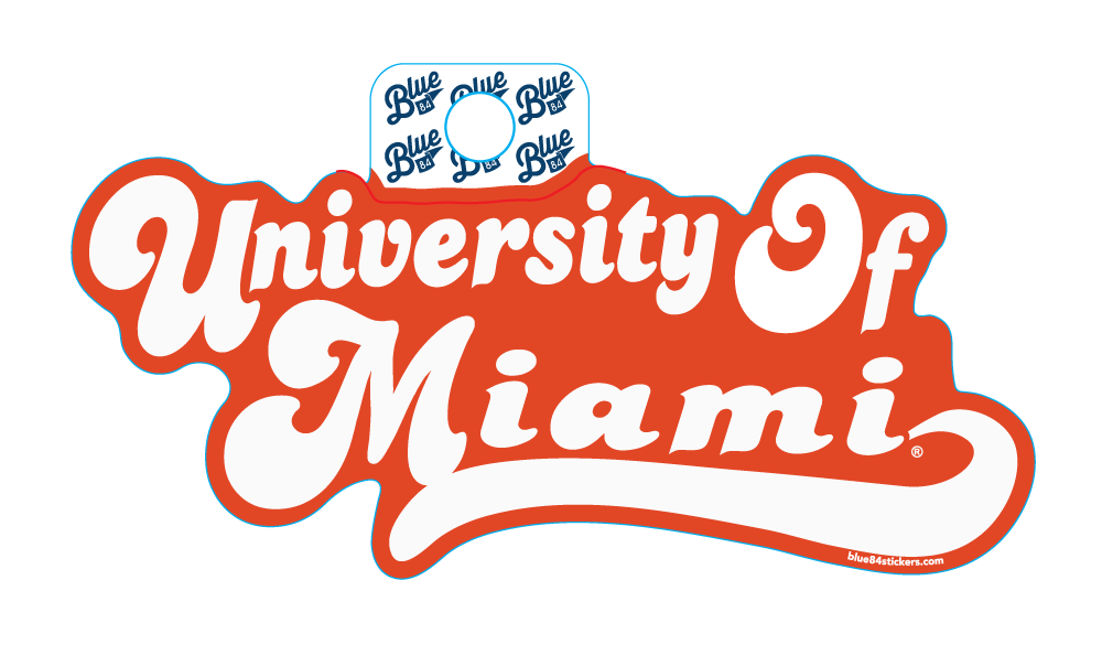 Miami Hurricanes Blue 84 University of Miami Script Decal