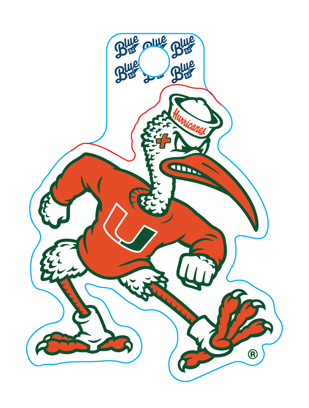 Miami Hurricanes Blue 84 Sebastian U Decal