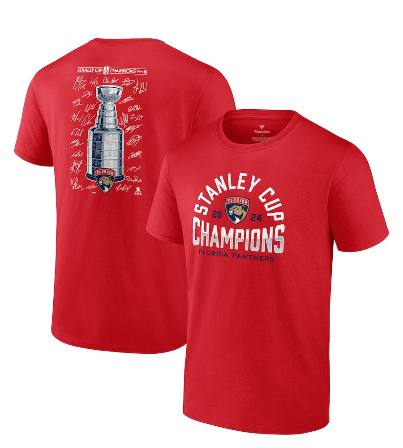 Florida Panthers 2024 Stanley Cup Champions Signature Roster T-Shirt - Red