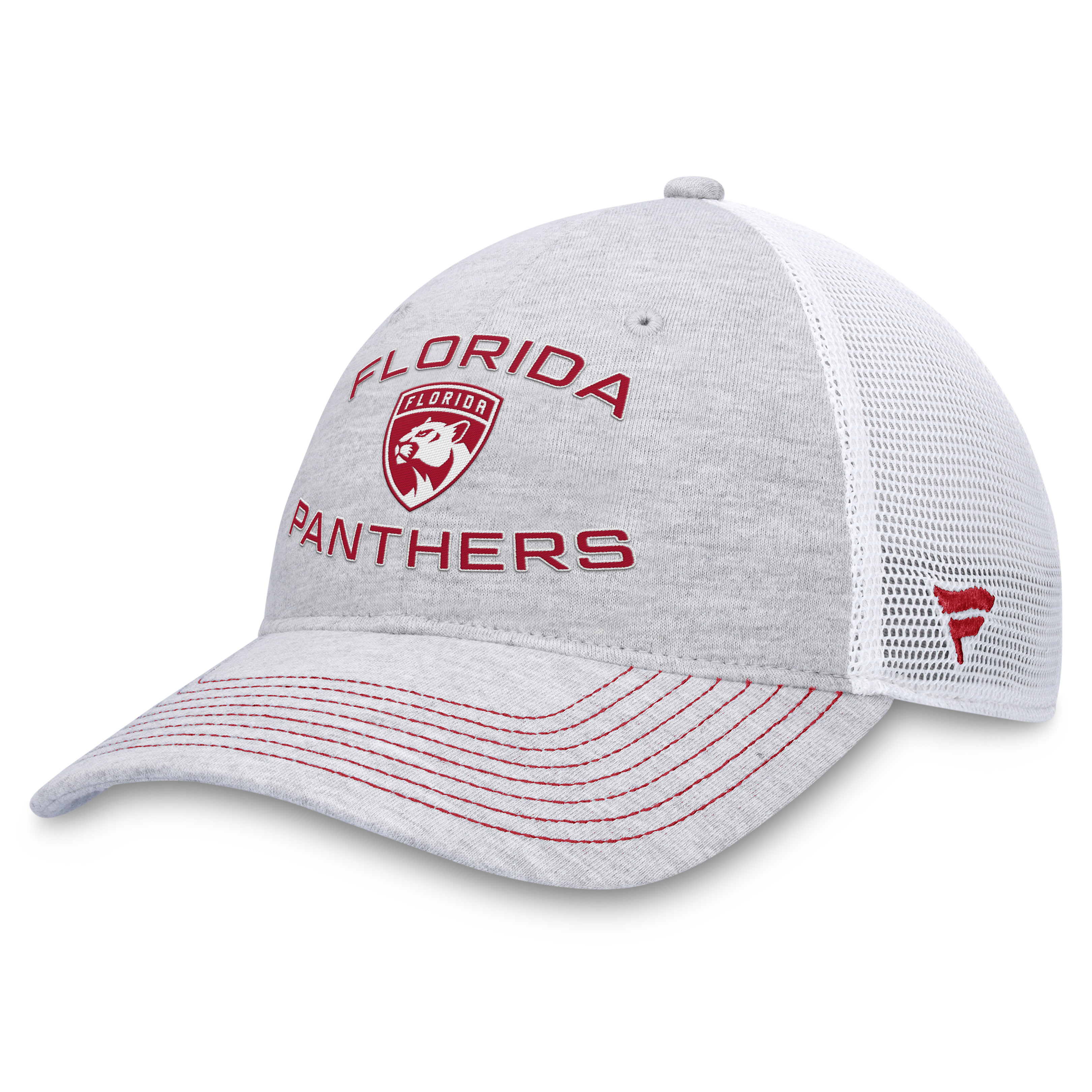 Florida Panthers Fanatics Heathered Mesh Trucker Snapback Hat - Grey/White