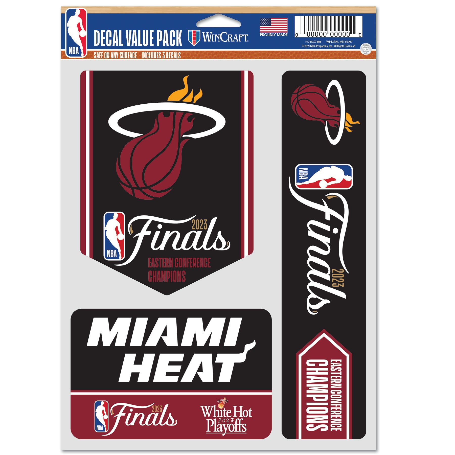 Miami Heat WinCraft 2023 NBA Finals 3-Pack Fan Decal Set