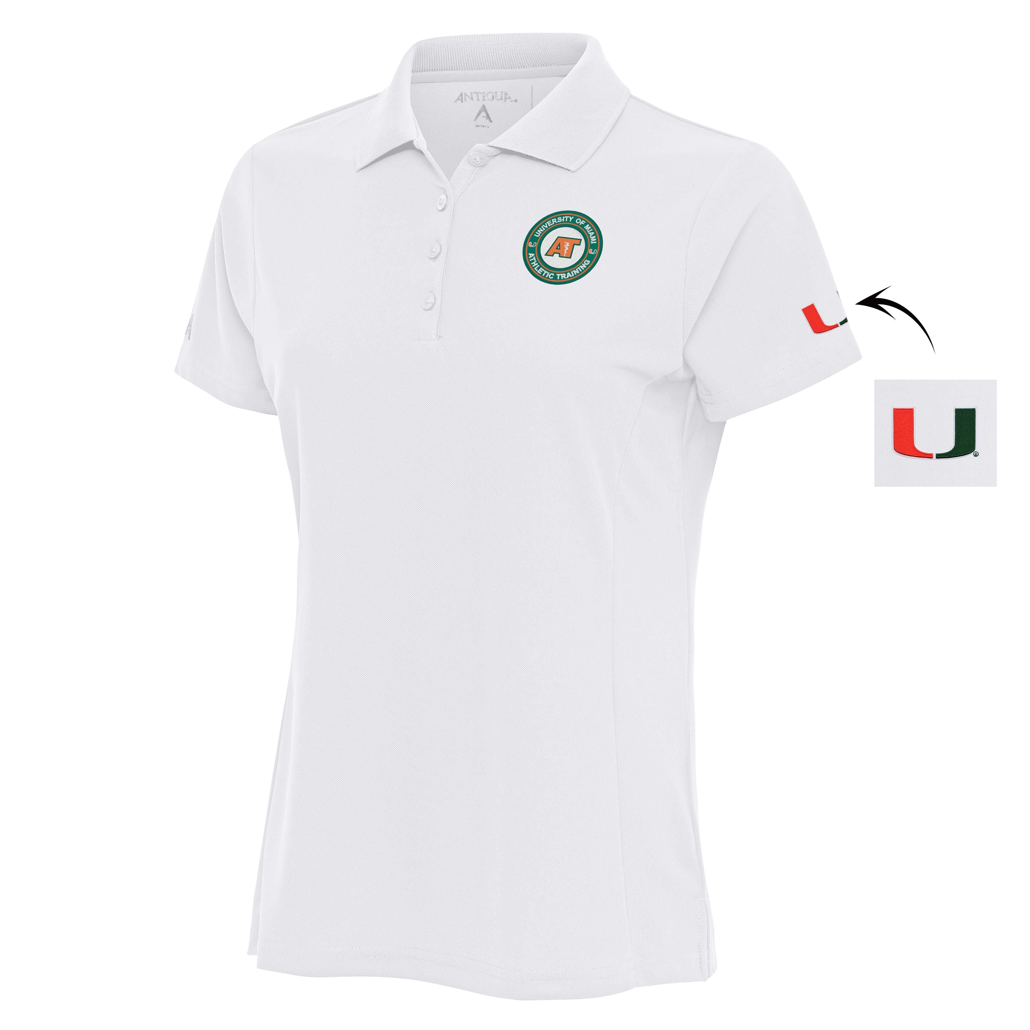 Pre-Order University of Miami Women's Athletic Training Legacy Pique Polo - White