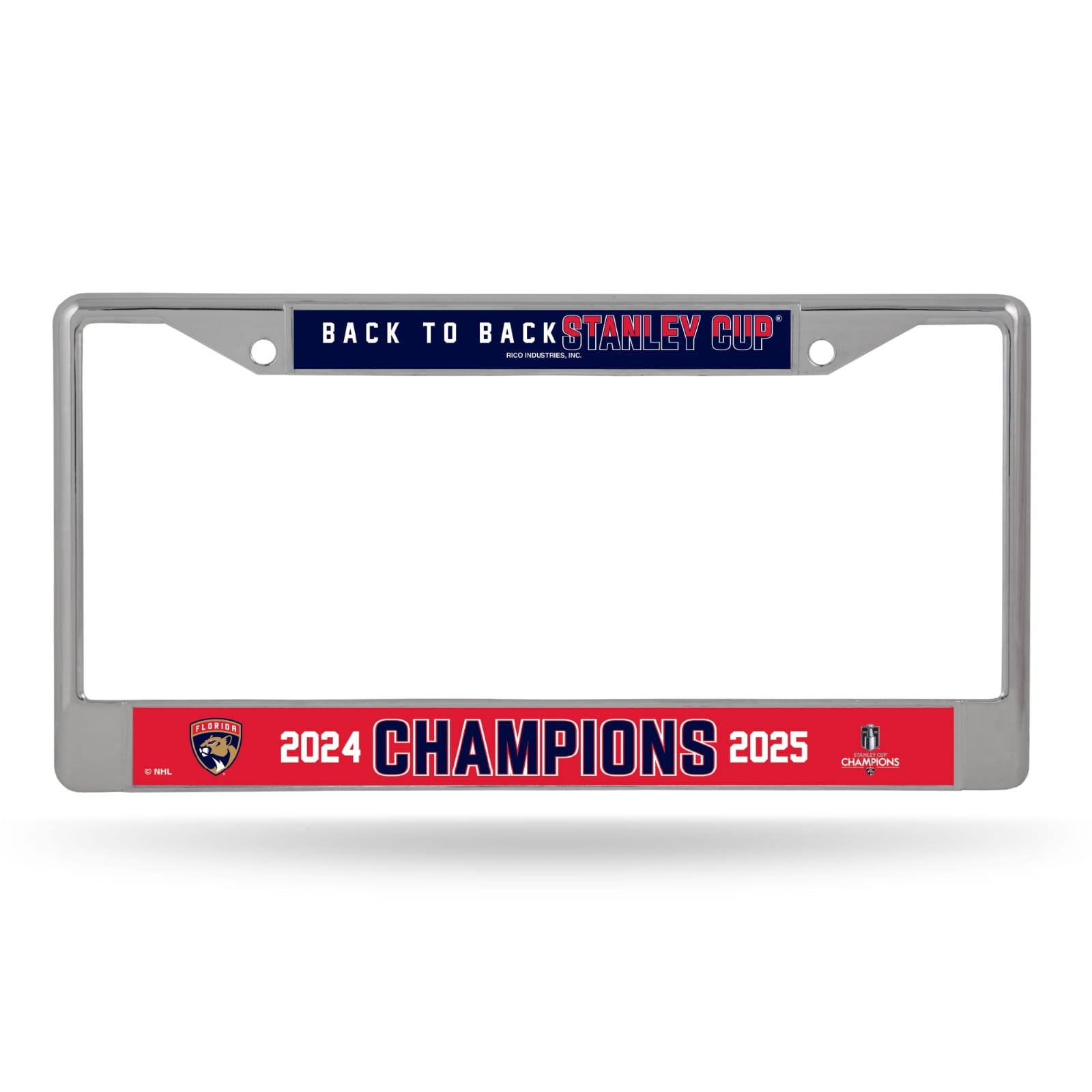 Florida Panthers 2025 Back to Back Stanley Cup Champions Chrome License Frame - Chrome