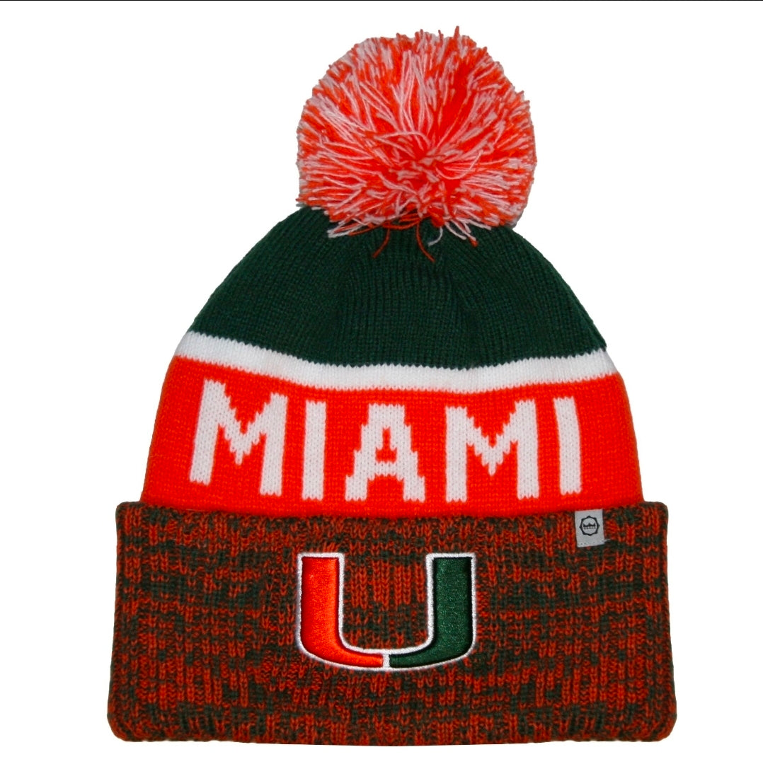 Miami Hurricanes Franchise Club Marble Cuff Knit Beanie - Orange/Green