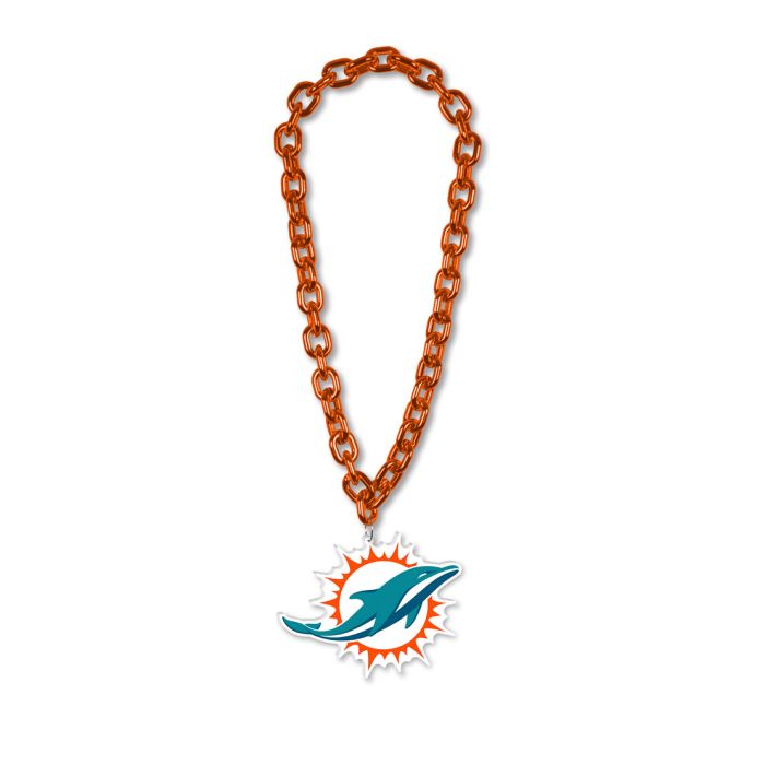 Miami Dolphins Big Chain Plastic Necklace - Orange