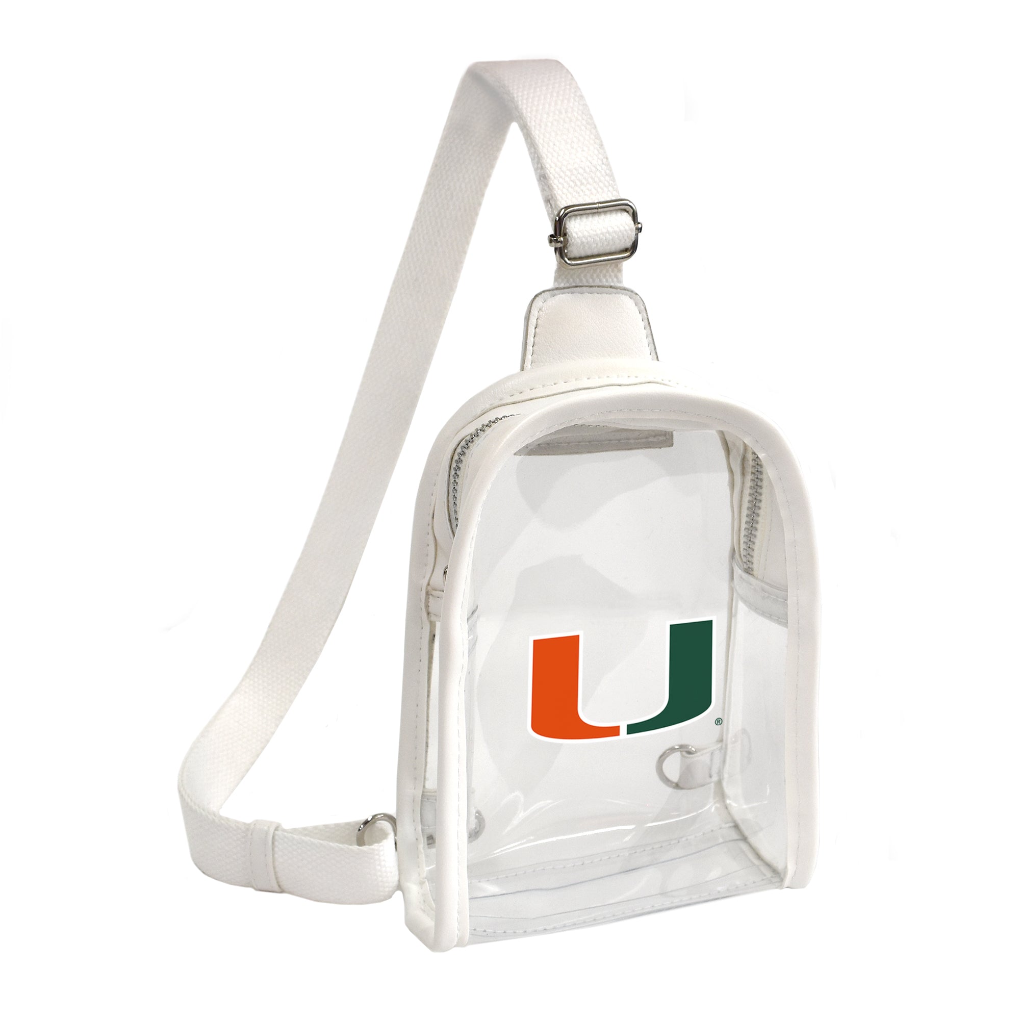 Miami Hurricanes Mini Sling Clear Bag - White Strap