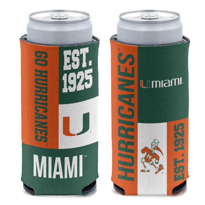 Miami Hurricanes 2-Sided Color Block Slim Can Cooler - Tri-Color