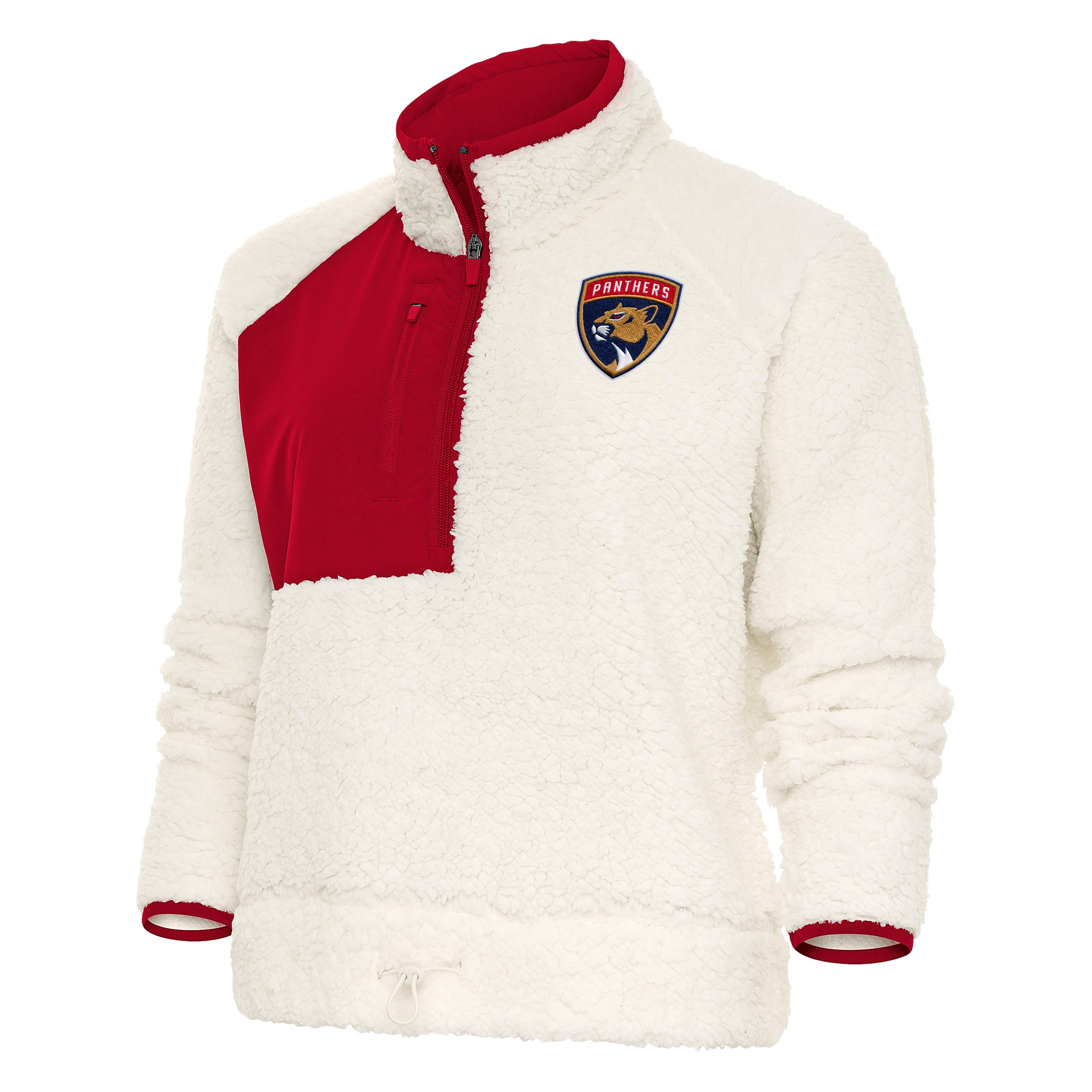 Florida Panthers Antigua Women's Fusion Sherpa L/S 1/2 Zip Pullover Jacket - White
