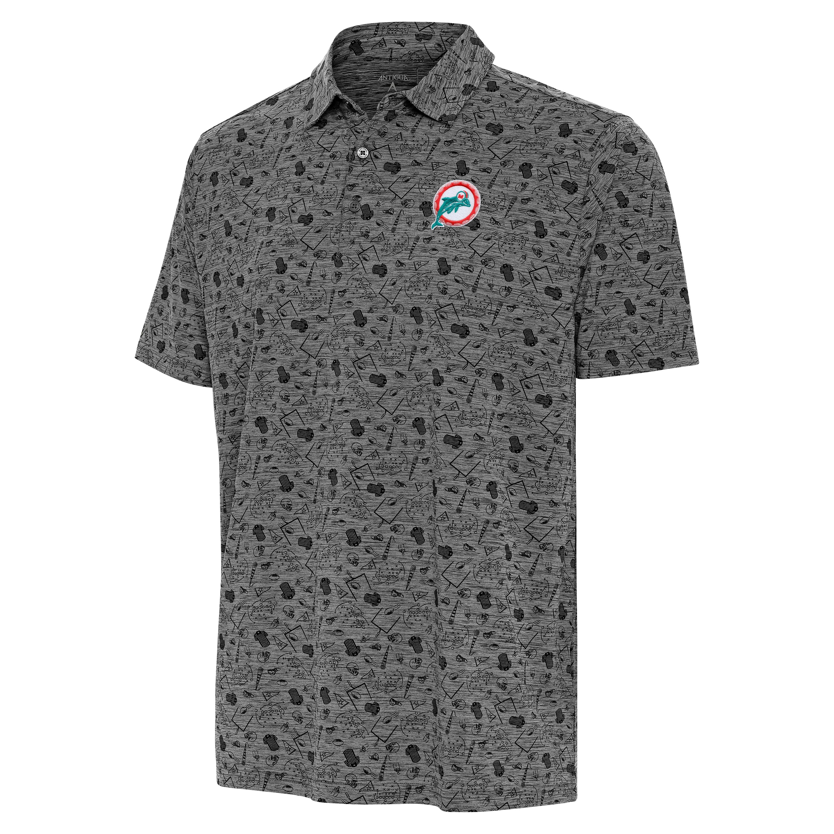 Miami Dolphins Antigua Throwback Logo Relentless Polo - Grey/Black