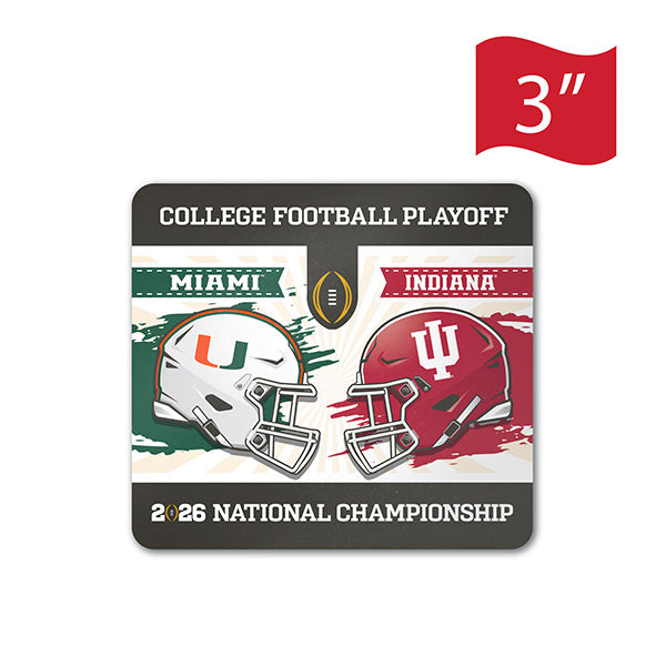 Miami Hurricanes vs Indiana Hoosiers CFP National Championship Matchup Vinyl Decal - 3”