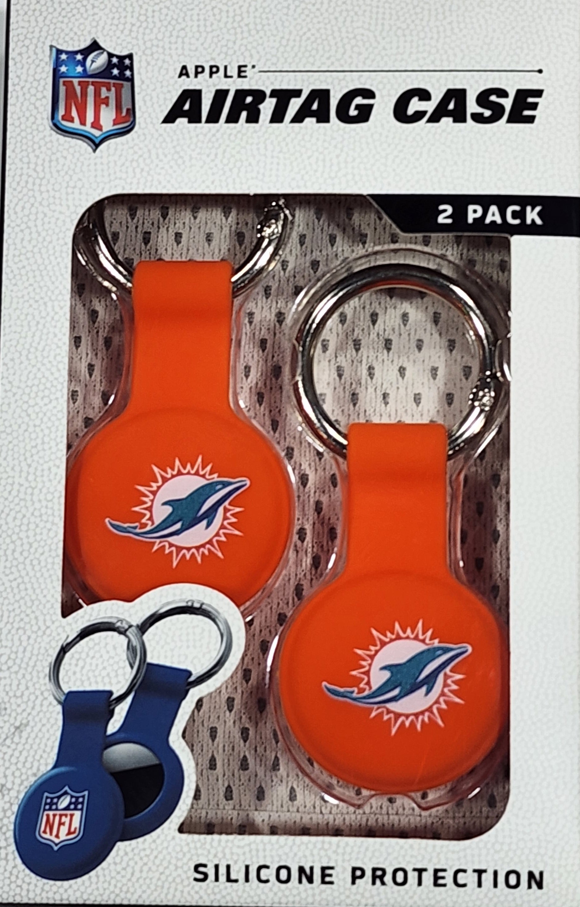 Miami Dolphins Apple Airtag Silicone Case - 2 pack Orange