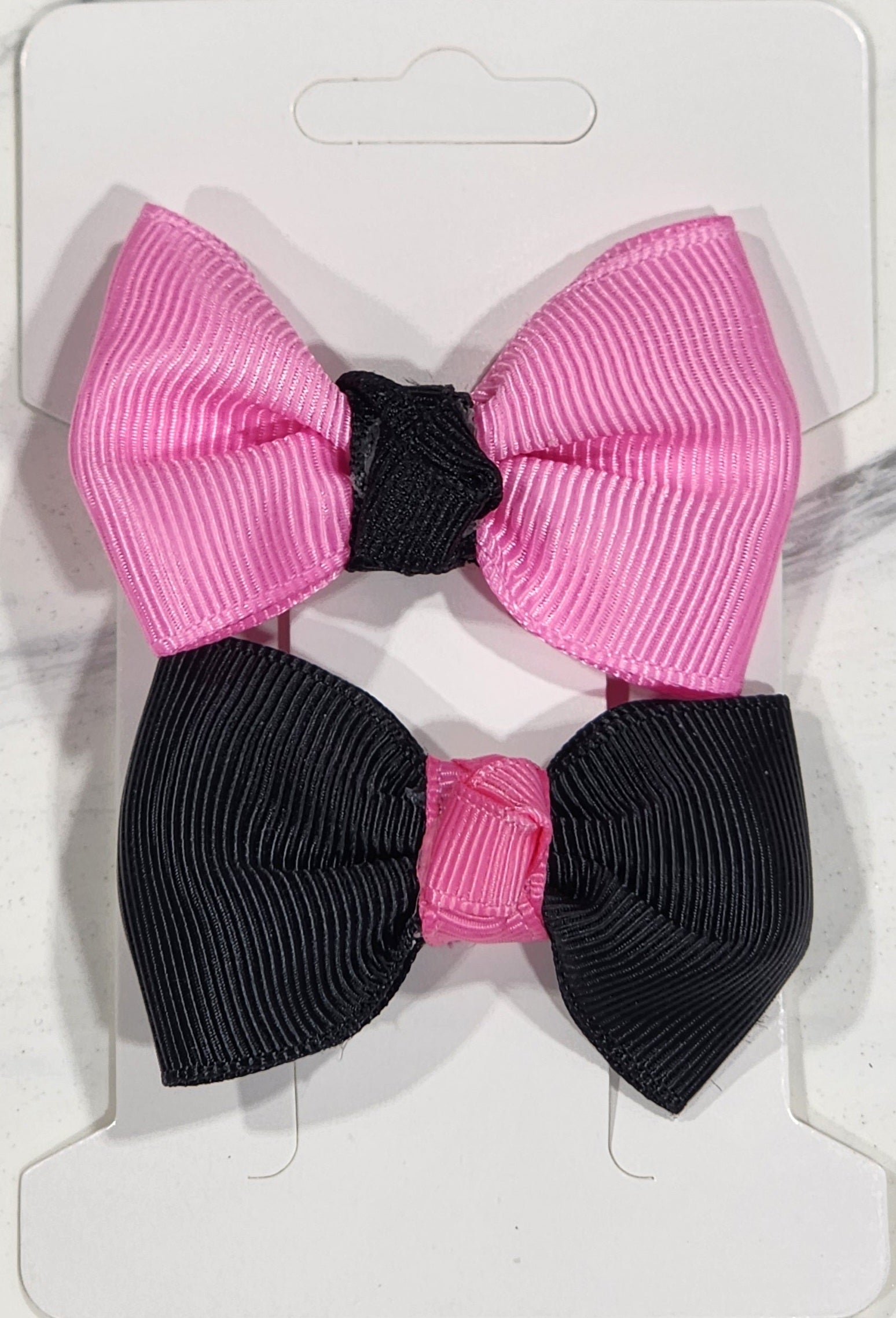 Girls Mini Bow 2 pack - Pink & Black