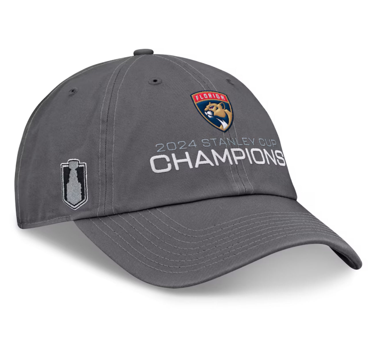 Florida Panthers 2024 Stanley Cup Champs Adjustable Dad Hat - Grey