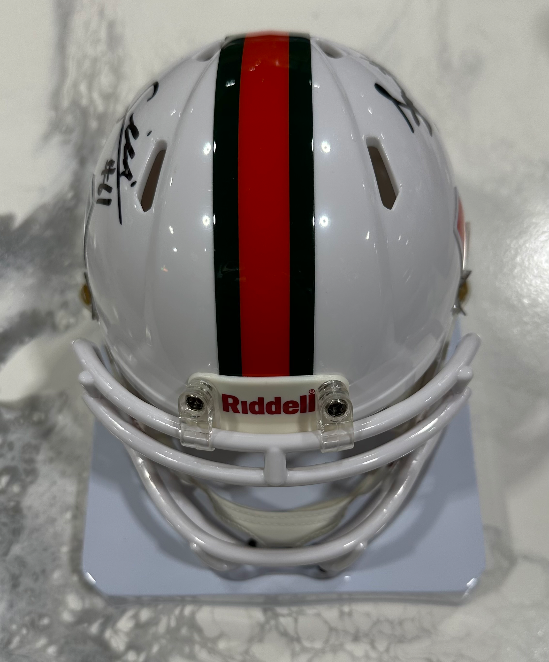 Miami Hurricanes Mauigoa Brothers Autographed Riddell Speed Mini Helmet - White