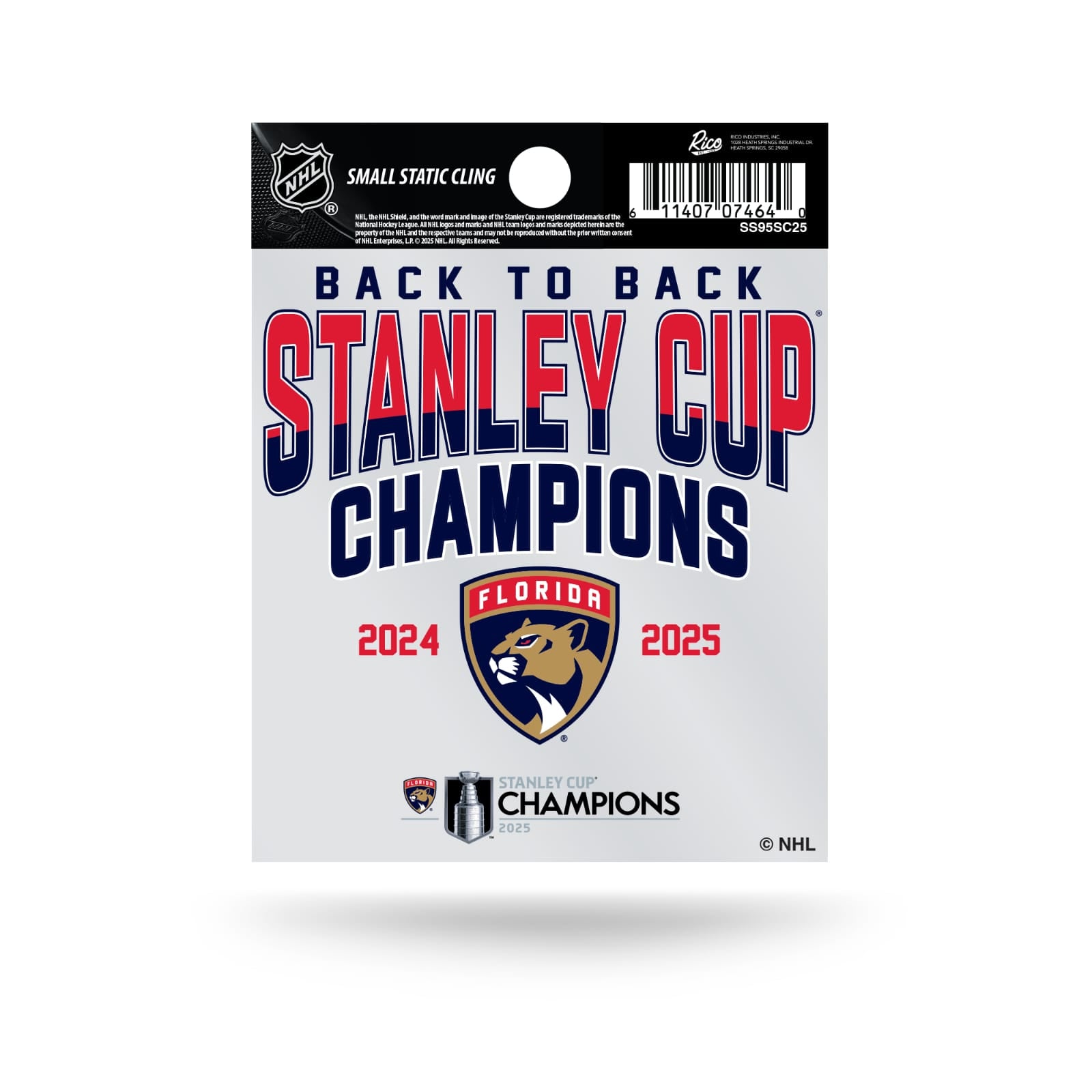 Pre-Ordee Florida Panthers 2025 Stanley Cup Champions Static Cling - Small