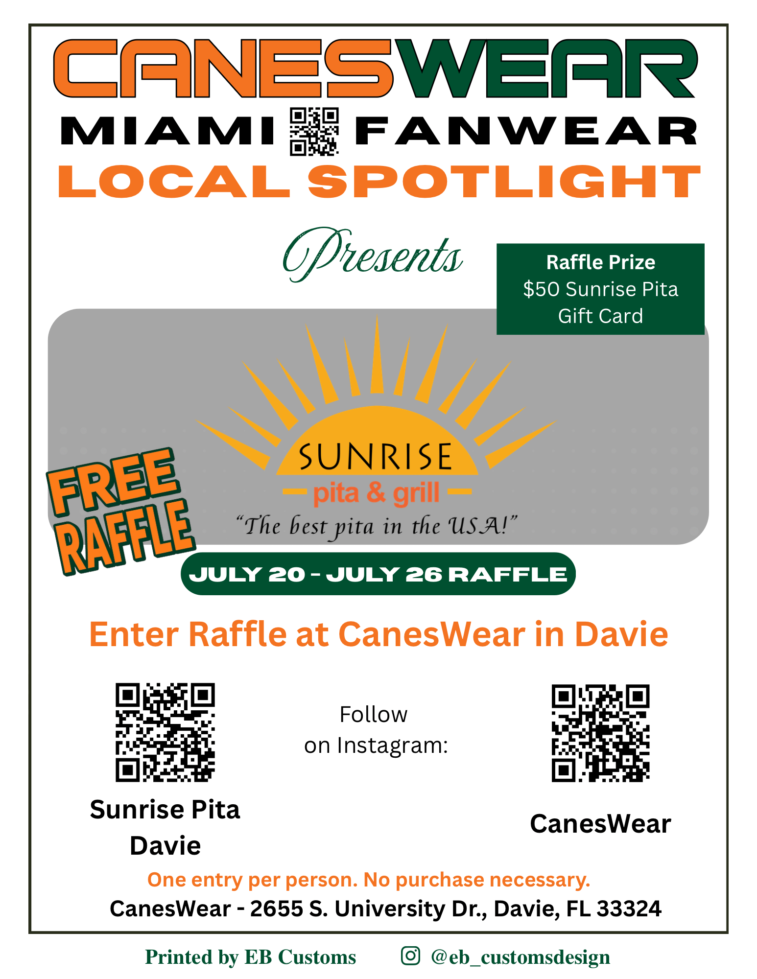 CanesWear Local Spotlight Raffle