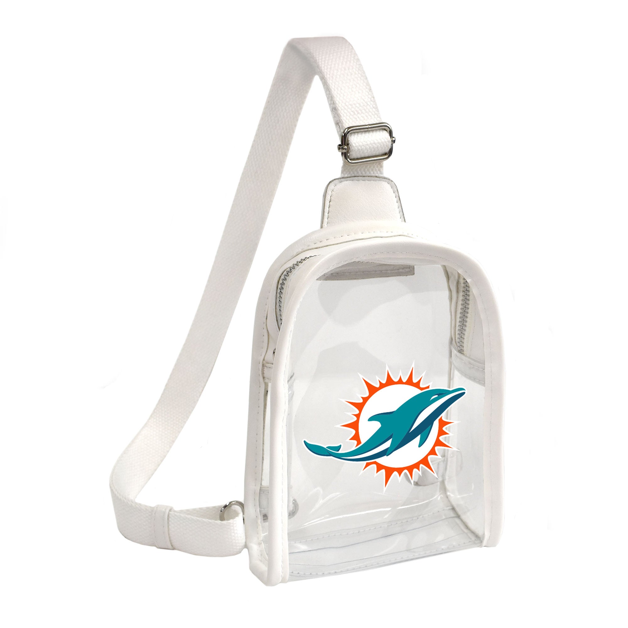 Miami Dolphins Mini Sling Clear Bag - White Strap