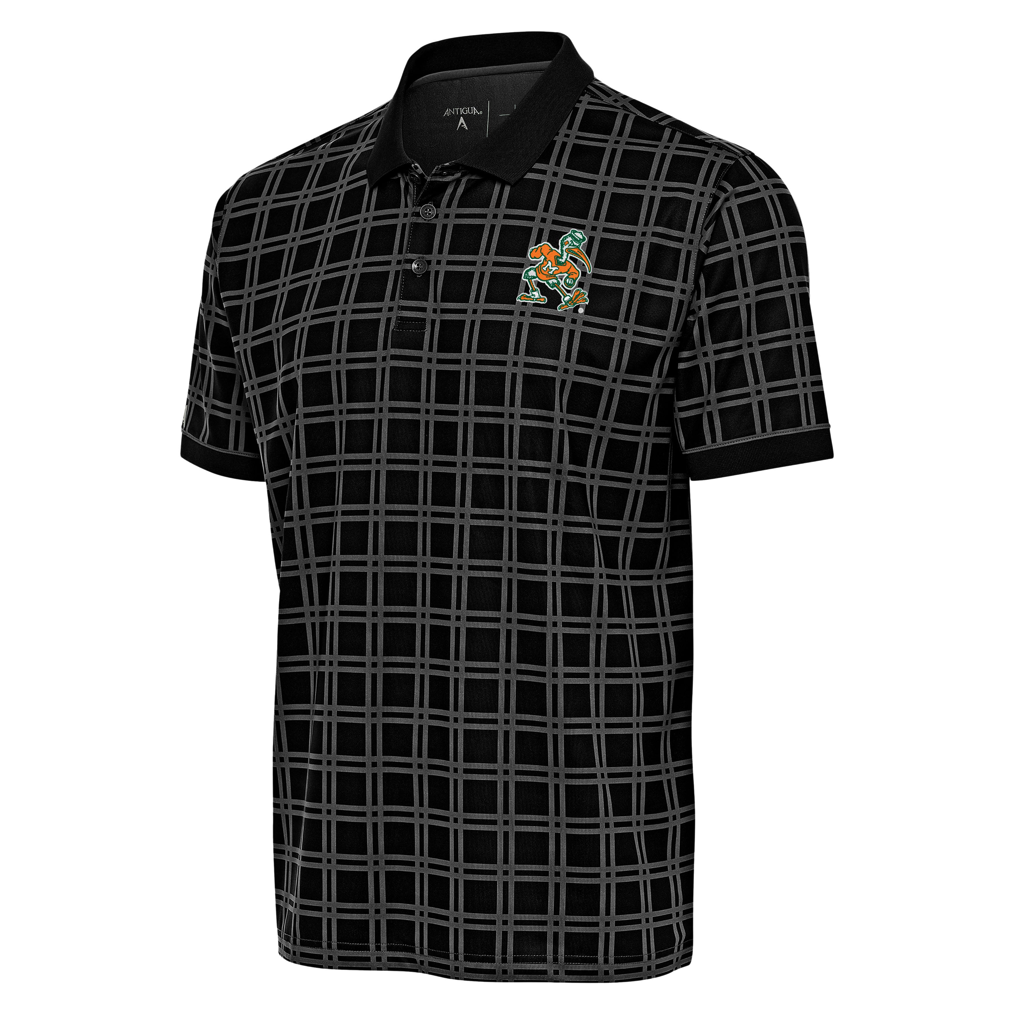 Miami Hurricanes Antigua Bluegrass Sebastian Logo Polo - Black