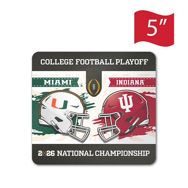 Miami Hurricanes vs Indiana Hoosiers CFP National Championship Matchup Vinyl Decal - 5"