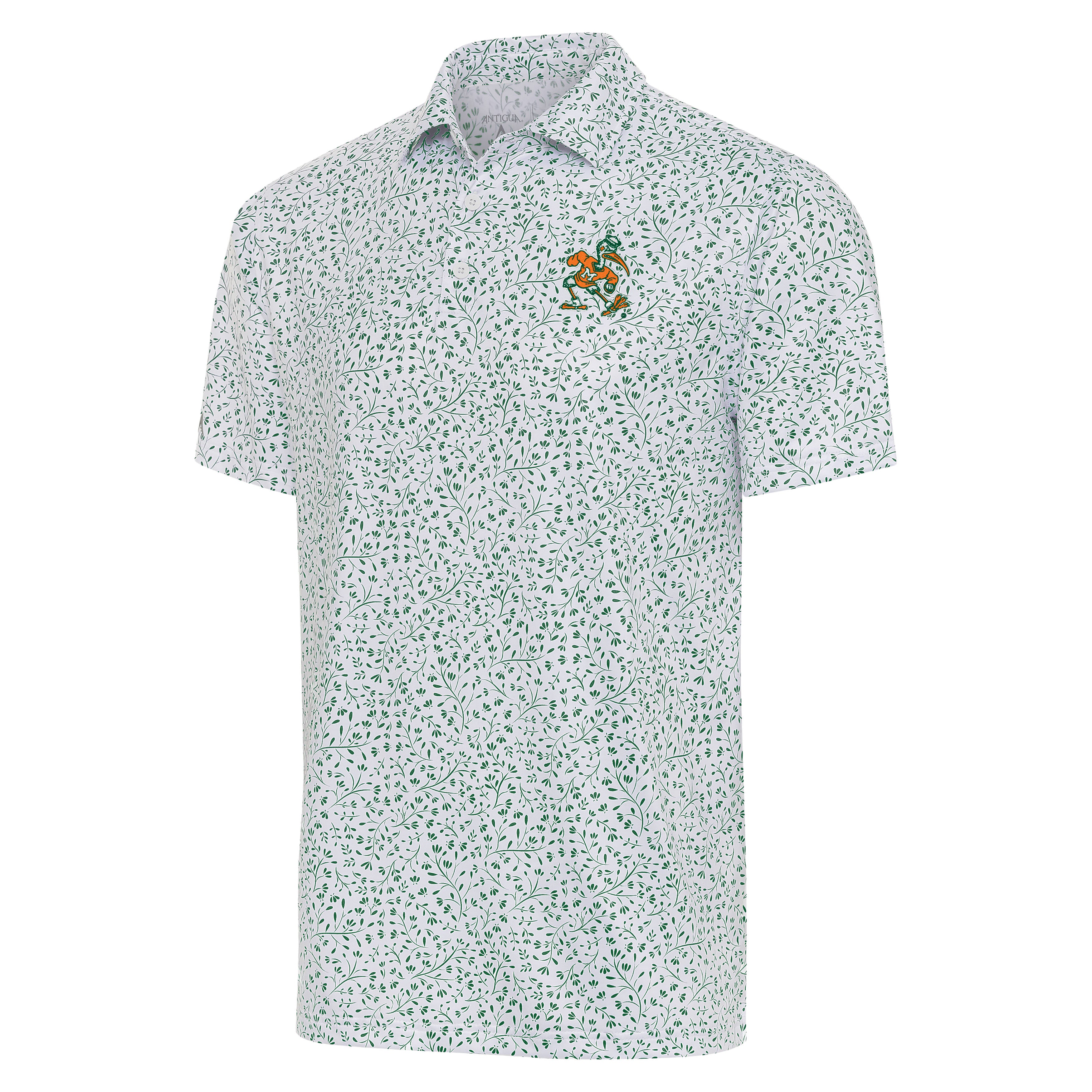 Miami Hurricanes Antigua Motion Sebastian Polo - White / Dark Pine Green