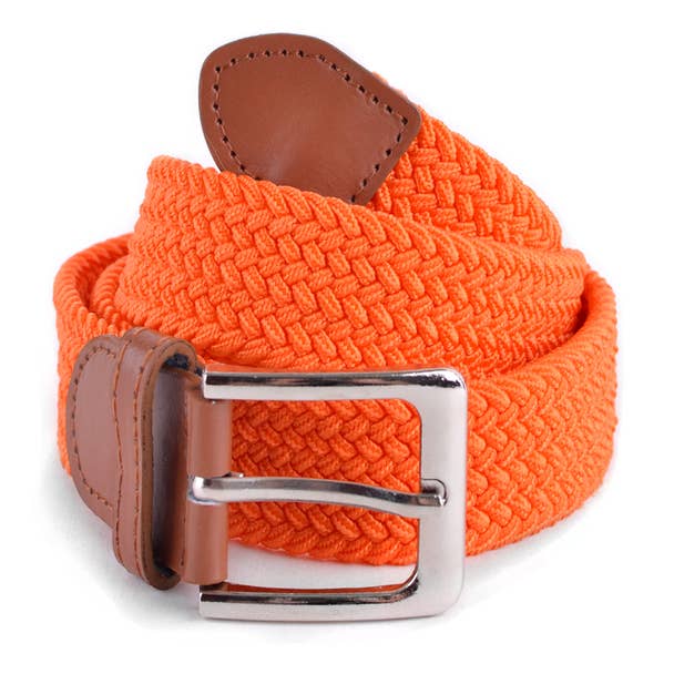 Men's Stretch Braided Woven Belt - Orange