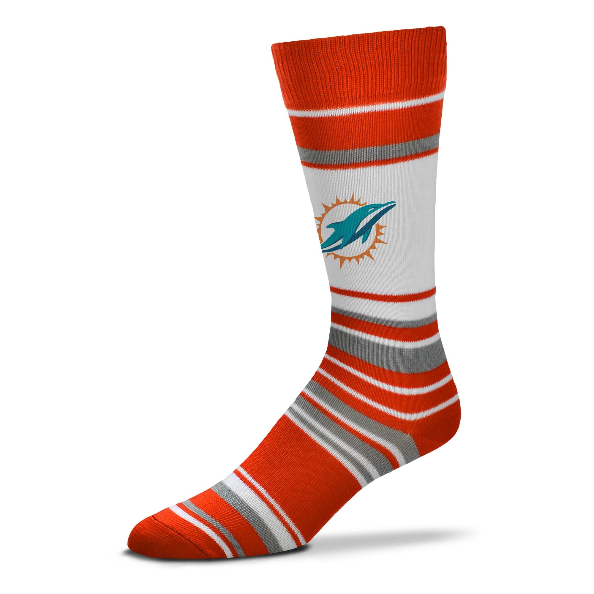 Miami Dolphins Mas Stripes Socks by For Bare Feet - Orange