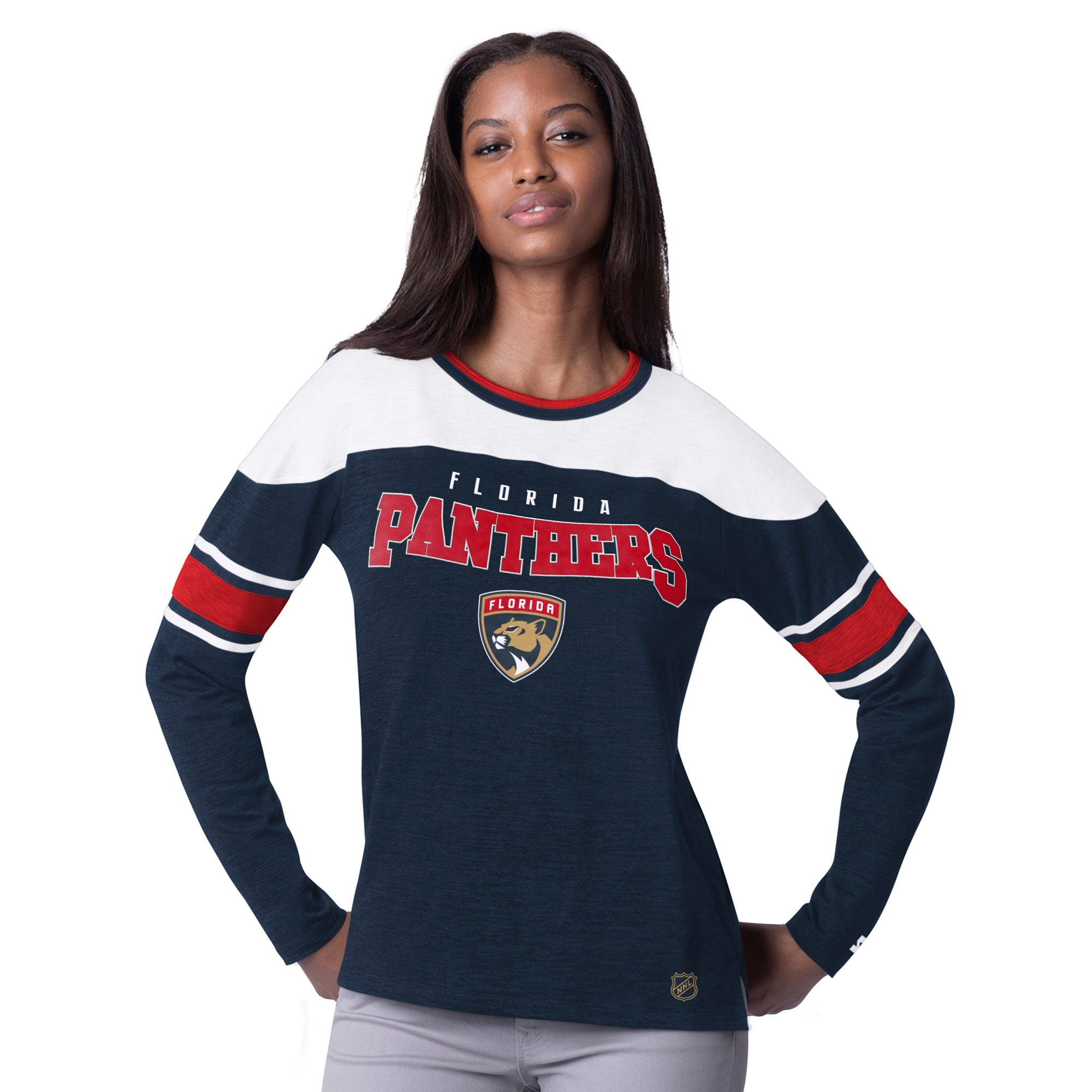 Florida Panthers Glll Women's L/S V-Neck T-Shirt - Navy / White / Red