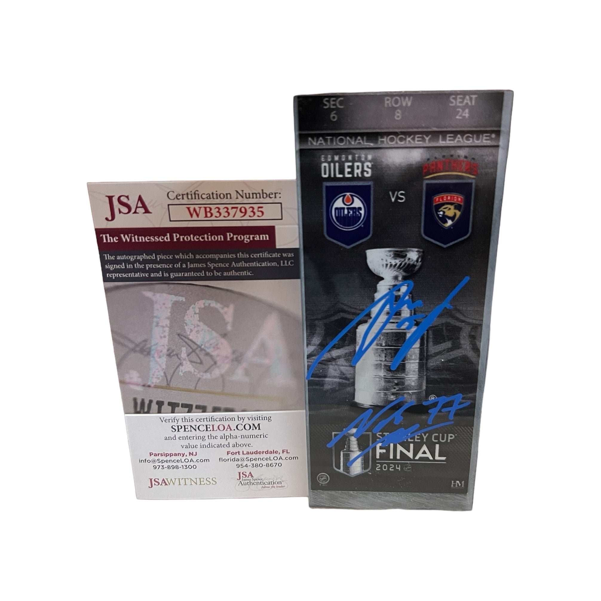 Florida Panthers Anton Lundell & Niko Mikkola Autographed SC Champs Acrylic Ticket with JSA