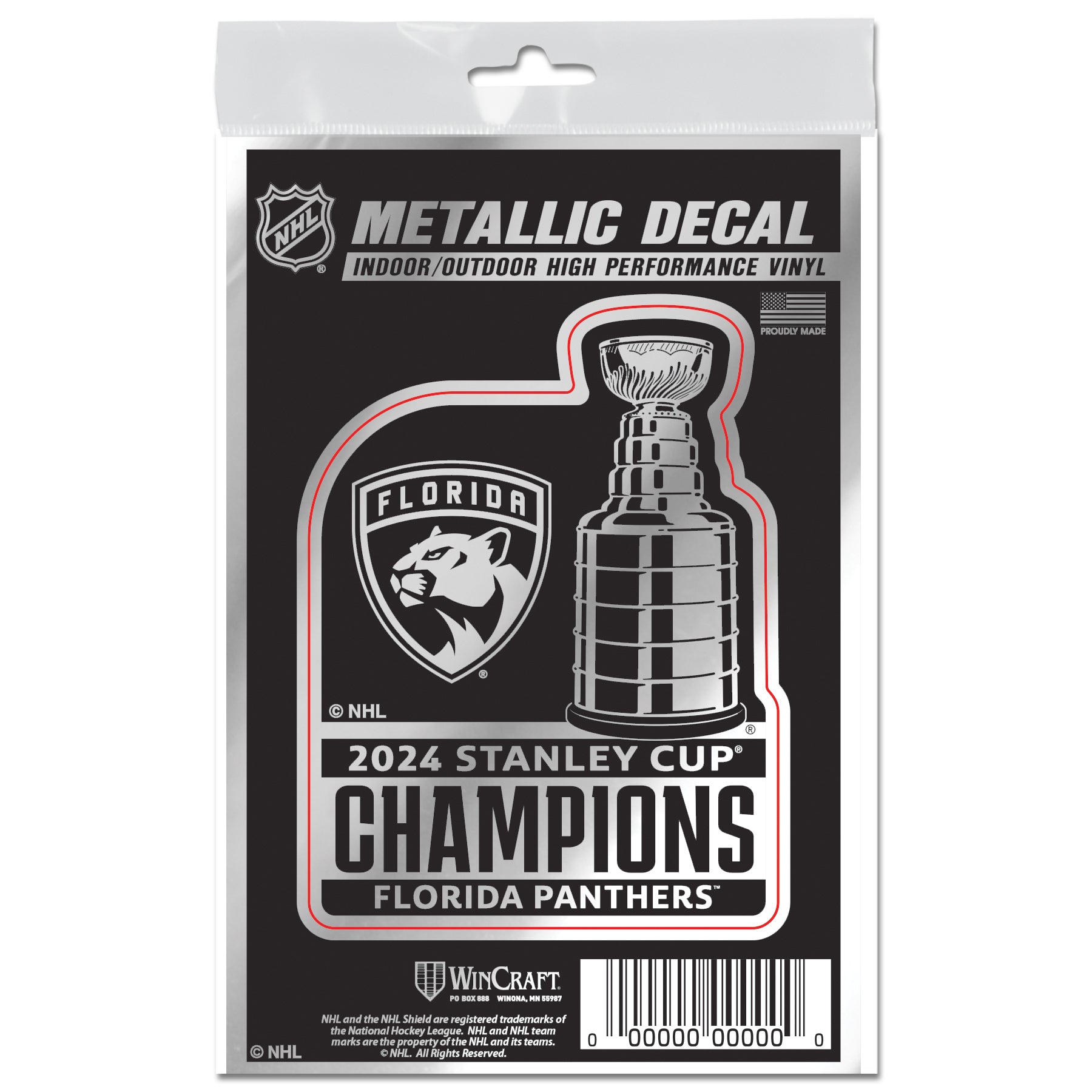 Florida Panthers 2024 Stanley Cup Champions Multi-Use Metallic Decal - 3" x 5"