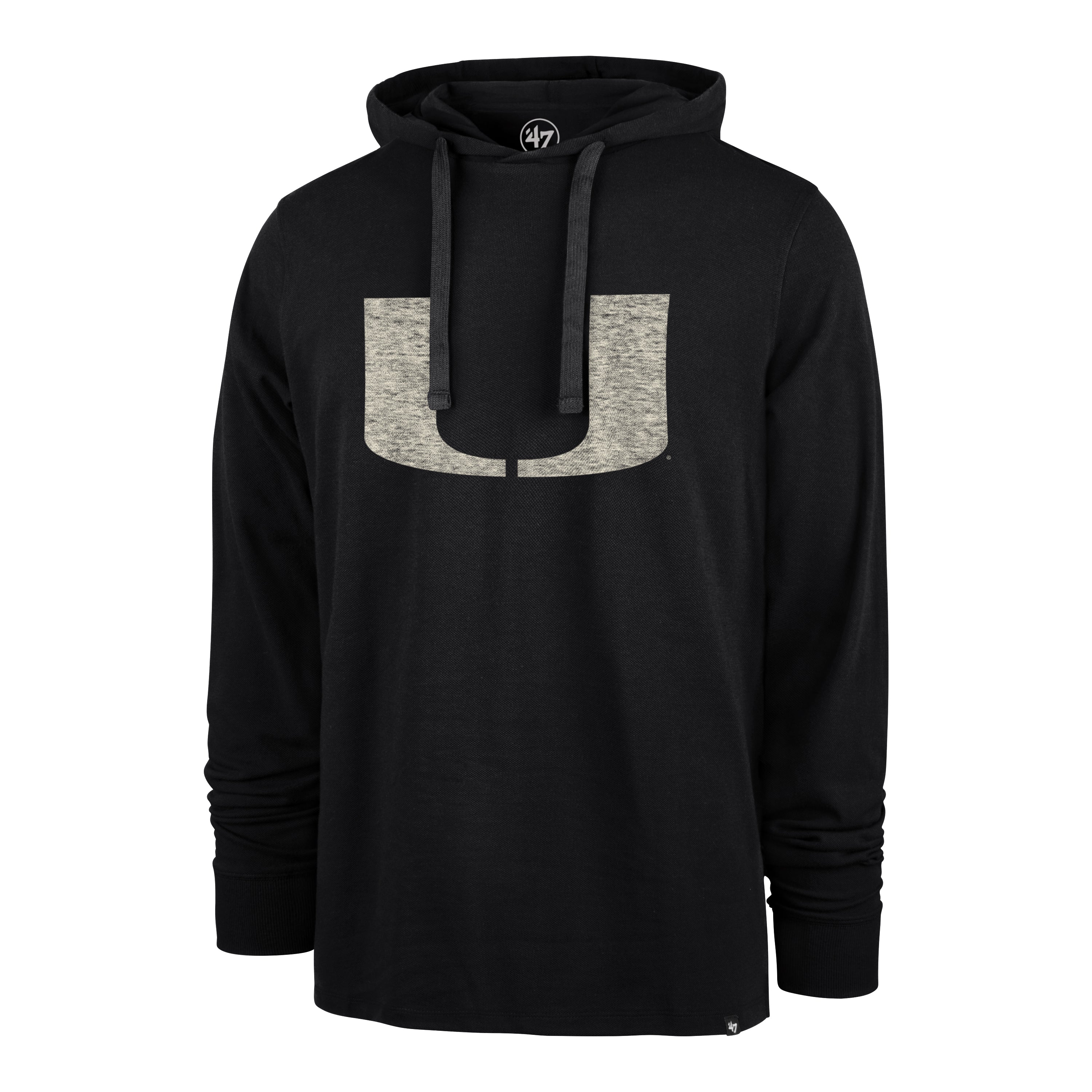 Miami Hurricanes 47 Brand Distressed U Flint Hoodie - Charcoal Black