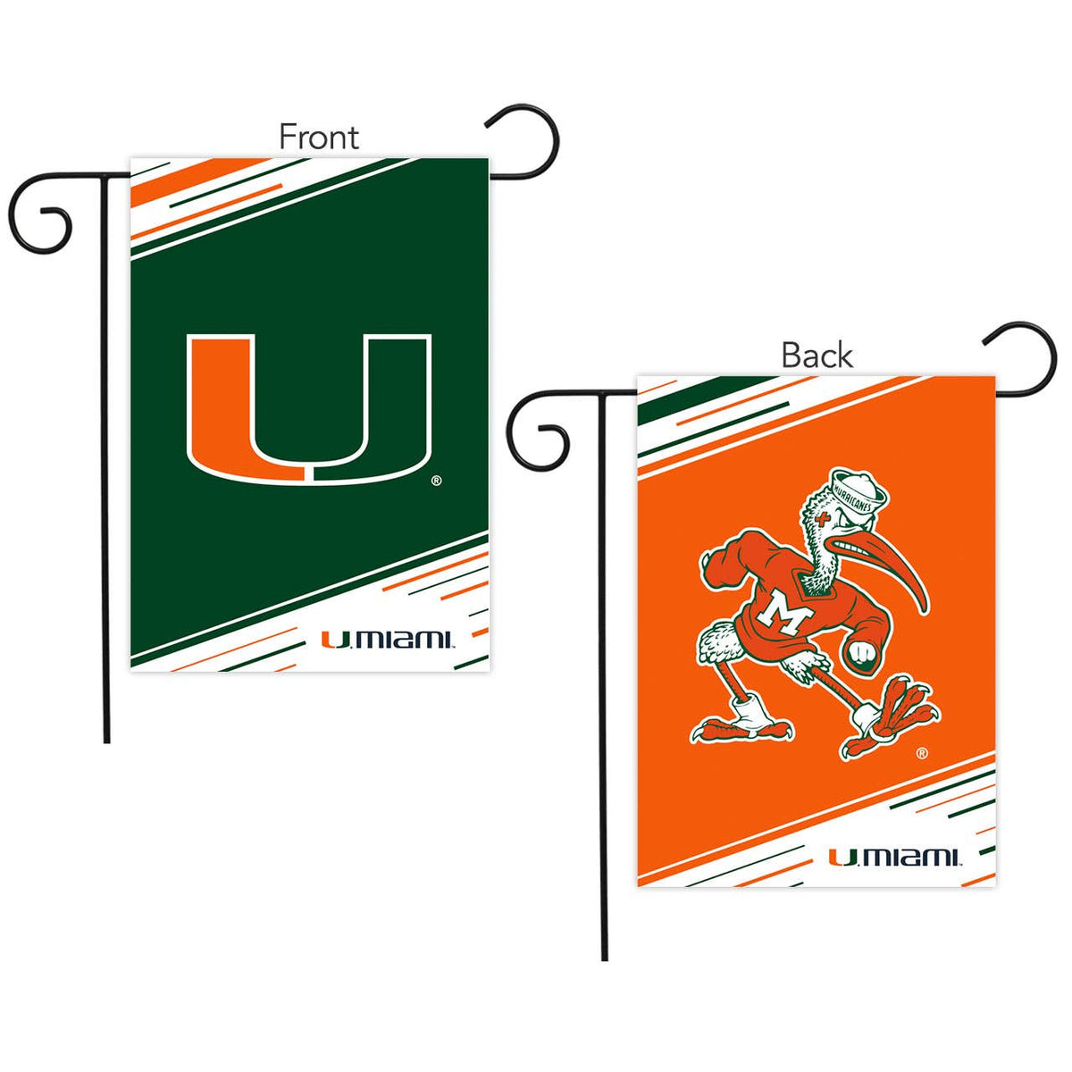 Miami Hurricanes Double-Sided Garden Flag - Sebastian/U