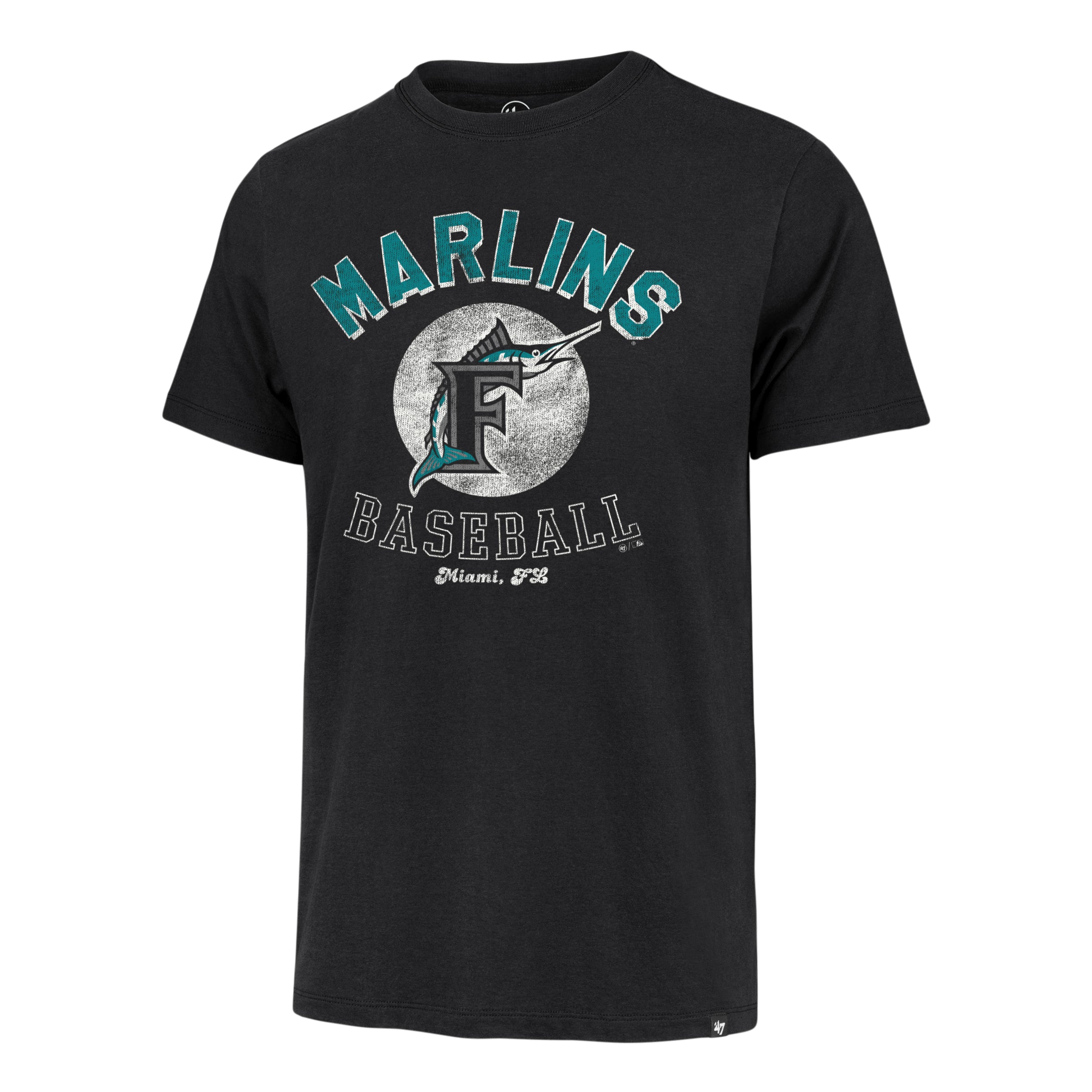 Miami Marlins 47 Brand Cooperstown Nostalgia Franklin T-Shirt - Black