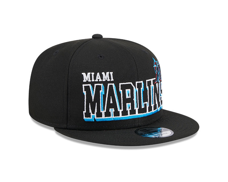 Miami Marlins New Era 9Fifty Gameday Adjustable Snapback Hat - Black