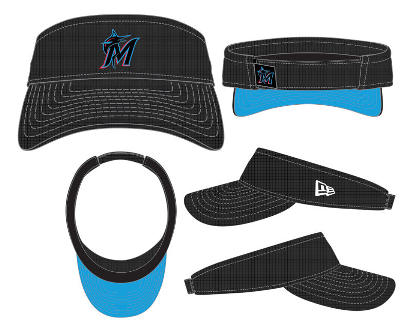 Miami Marlins New Era Gameday On-Field Adjustable Visor - Black