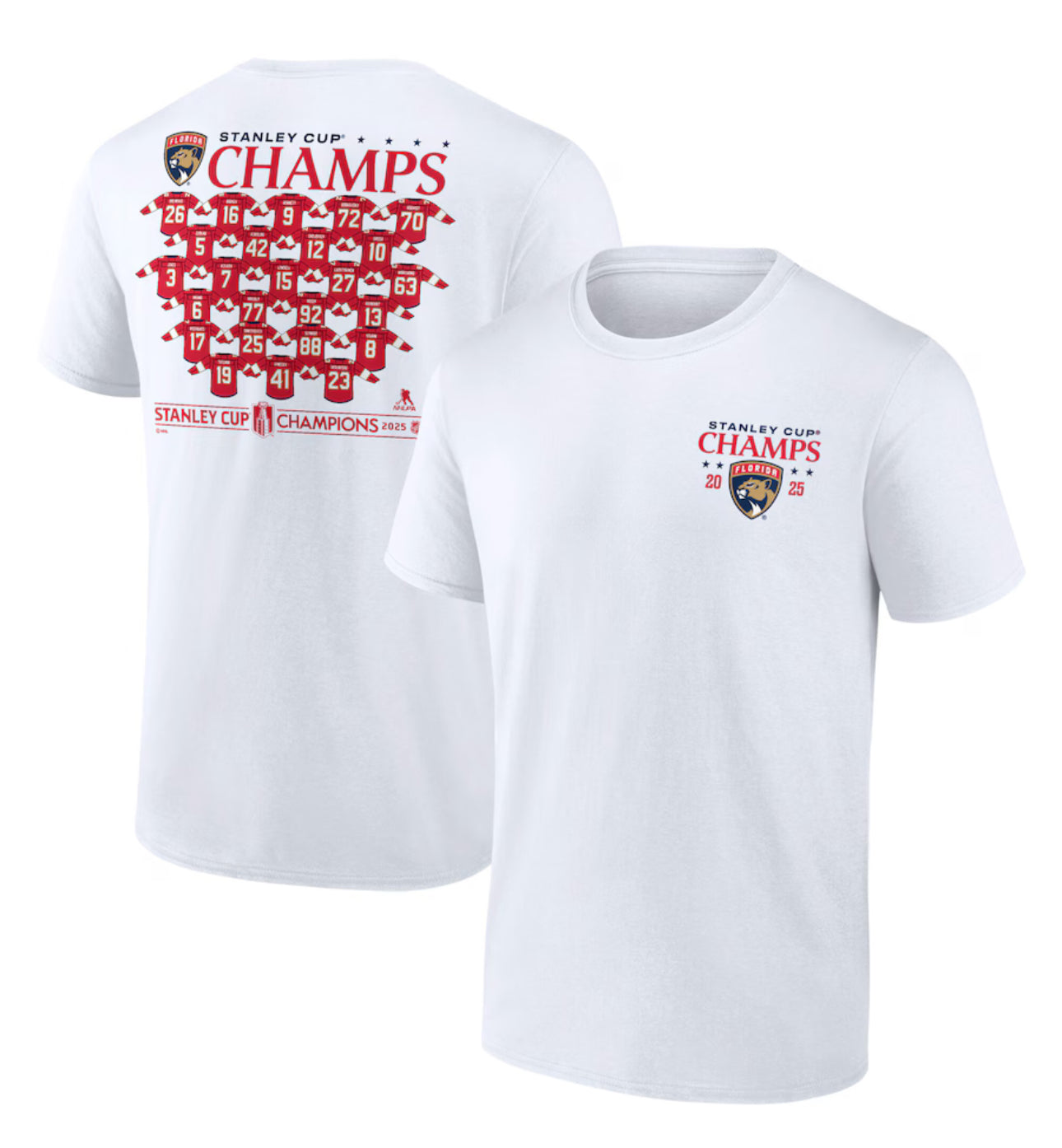 Florida Panthers 2025 Stanley Cup Champions Team Roster T-Shirt - White