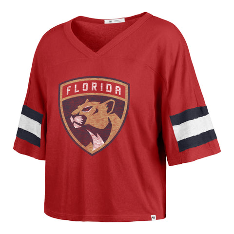 Florida Panthers Women's 47 Brand Primary Logo Scout Crop T-Shirt - Red