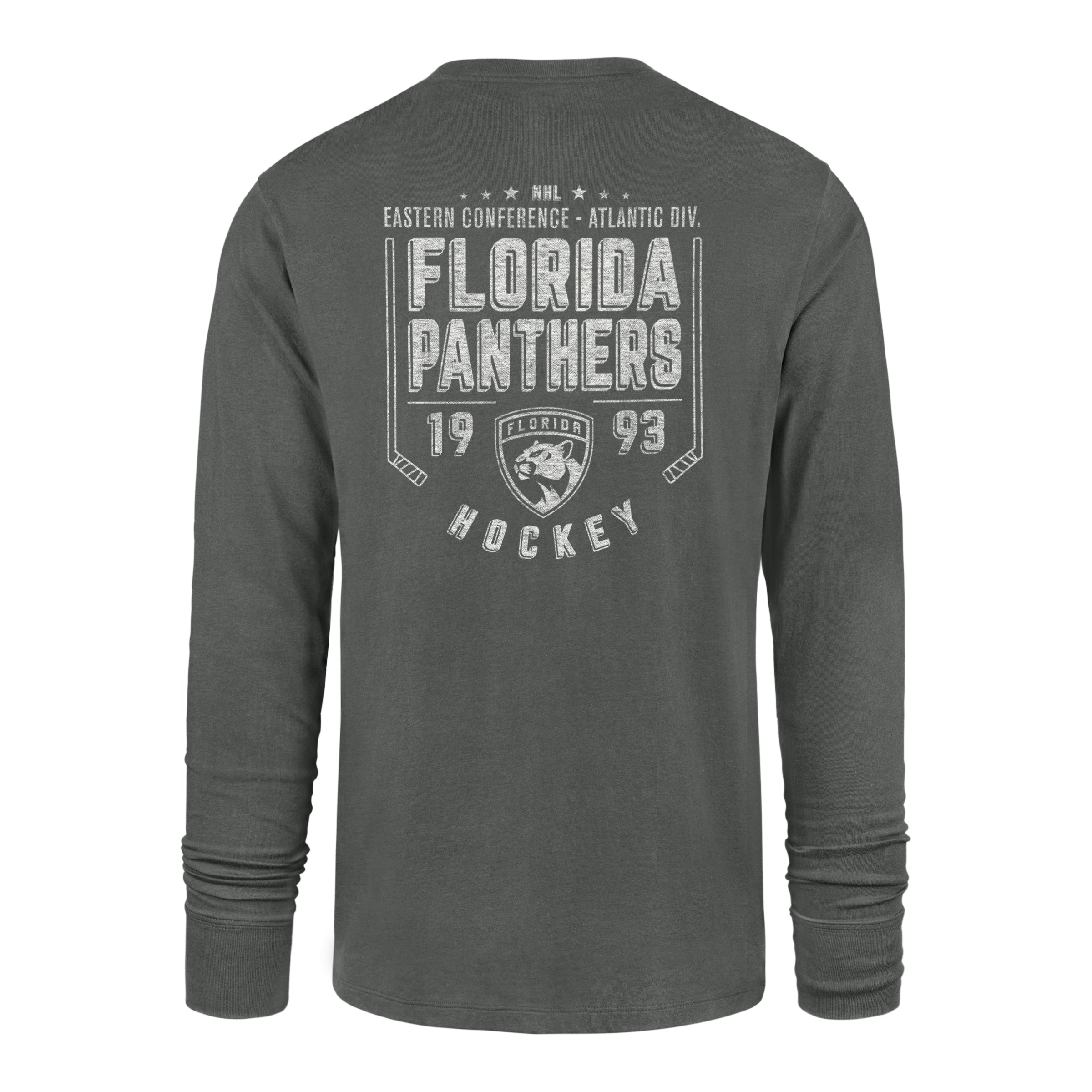 Florida Panthers 47 Brand Submarine Back Hand Franklin L/S Sleeve T-Shirt - Dark Grey