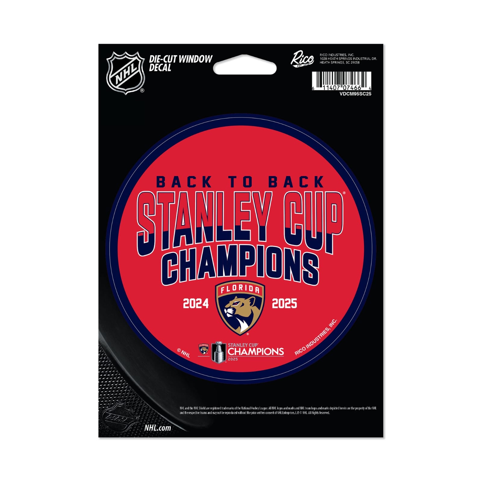 Pre-Order Florida Panthers 2025 Stanley Cup Champions Vinyl Cut Decal - Medium