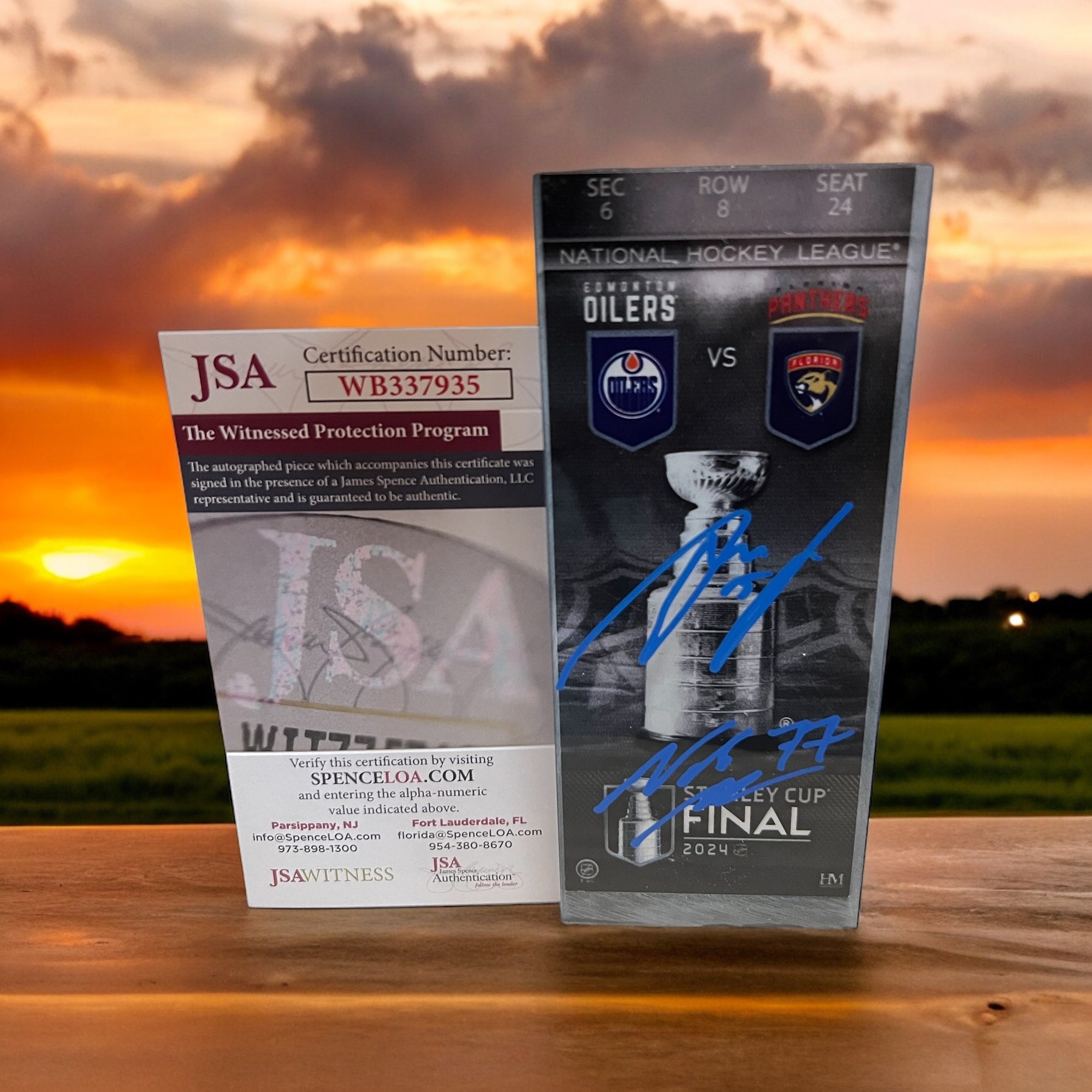 Florida Panthers Anton Lundell & Niko Mikkola Autographed SC Champs Acrylic Ticket with JSA