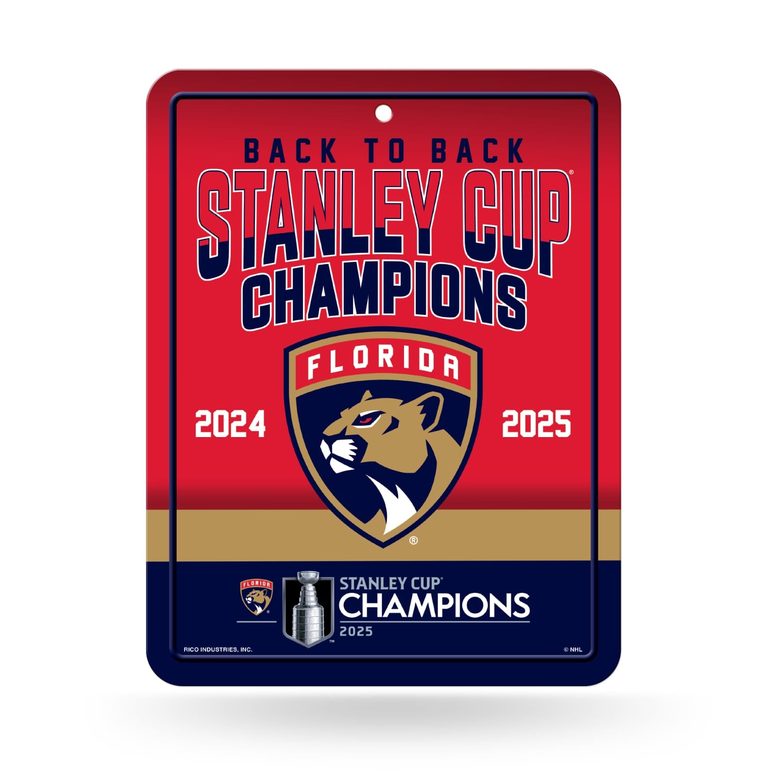 Florida Panthers 2025 Stanley Cup Champions Metal Parking Sign - 11 x 17