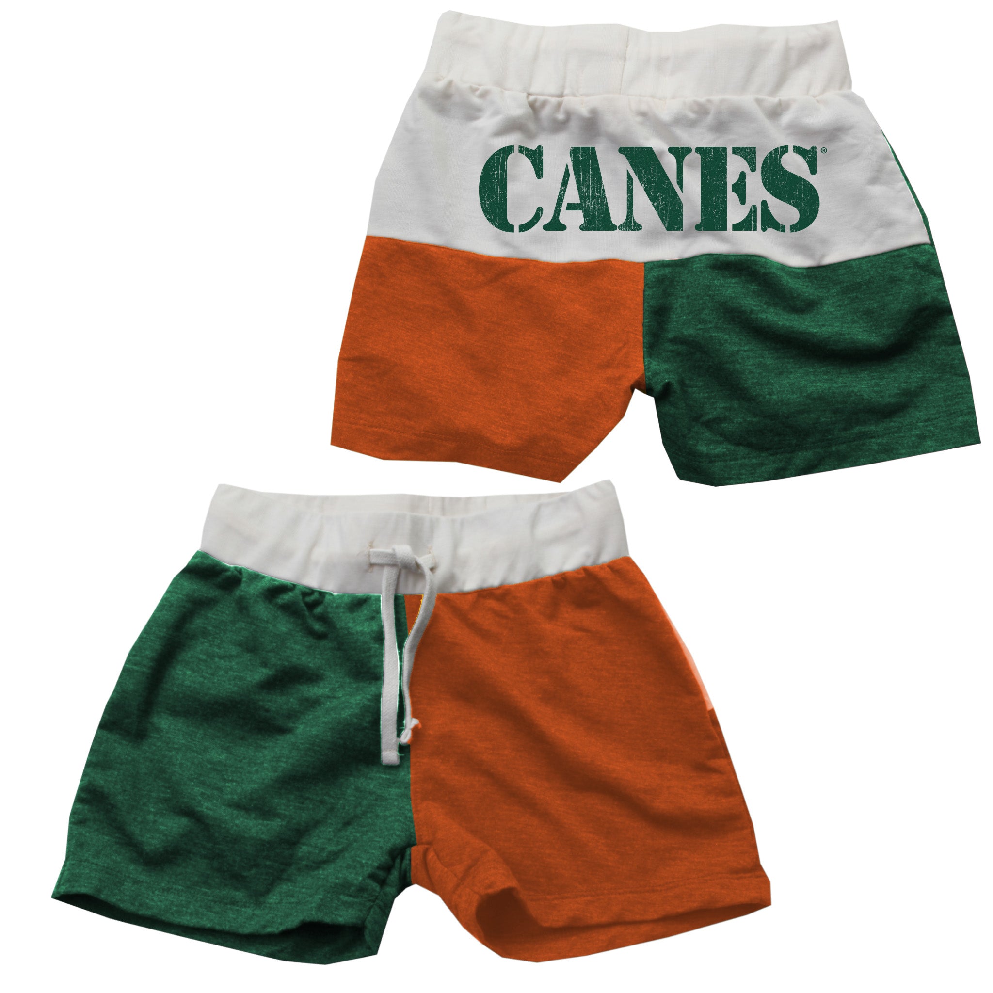 Miami Hurricanes Kids Girls Color Block Shorts - Orange/Green