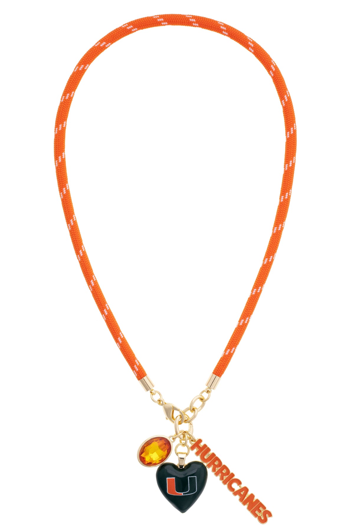 Miami Hurricanes Logo Heart Paracord Necklace