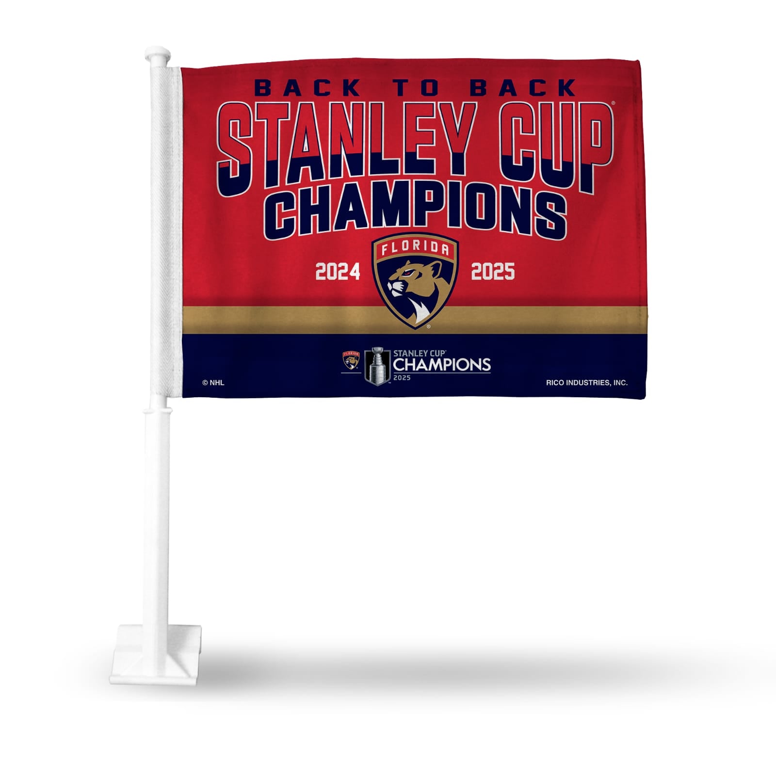 Florida Panthers 2025 Stanley Cup Champions Car Flag - Red