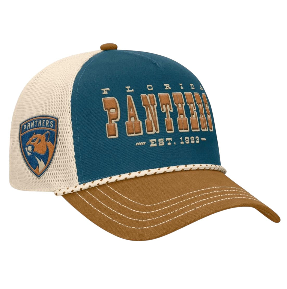 Florida Panthers Fanatics Southbound Adjustable Trucker Hat - Legblue/Brown/Cream