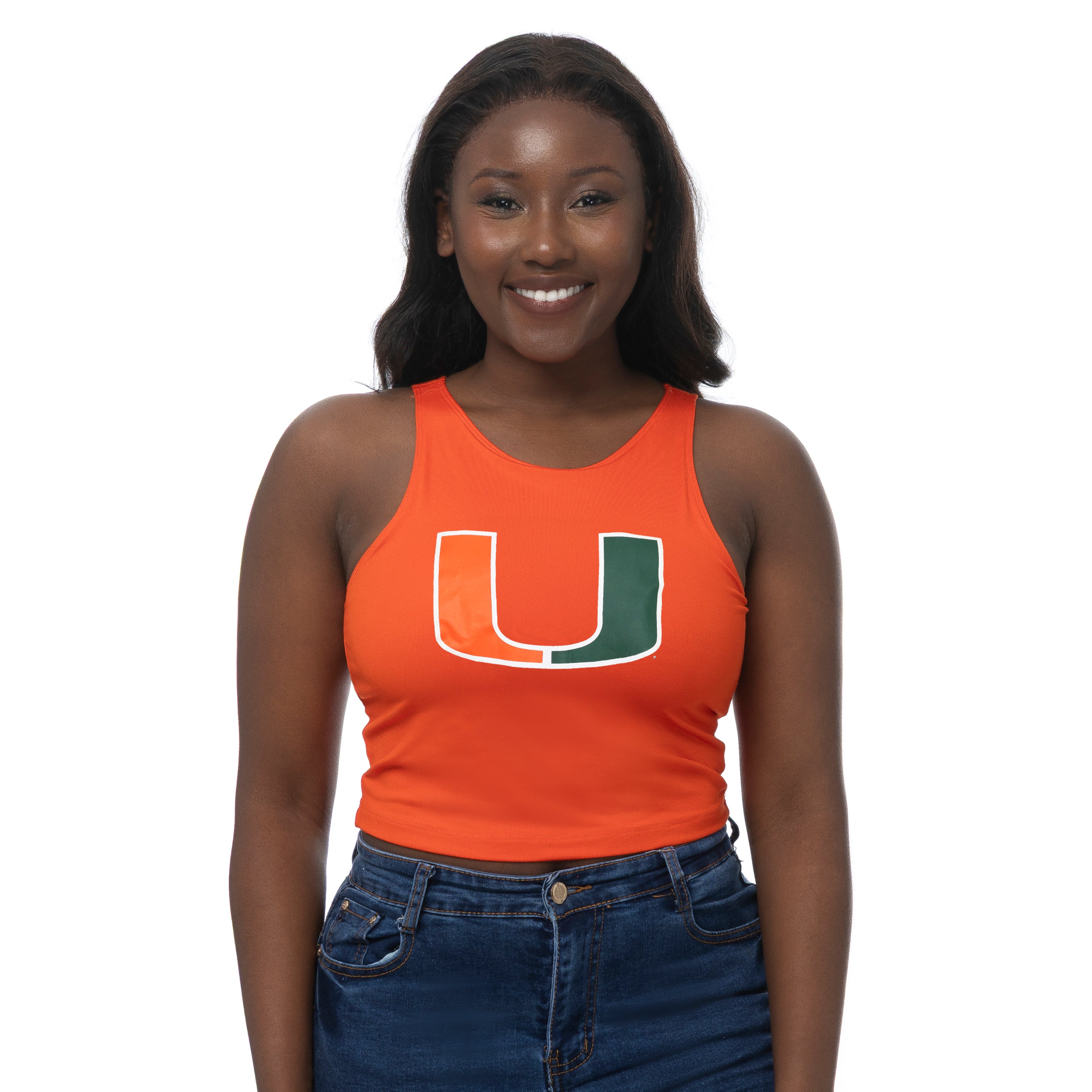 Miami Hurricanes ZooZatz U Logo 1st Down Crop Top - Orange